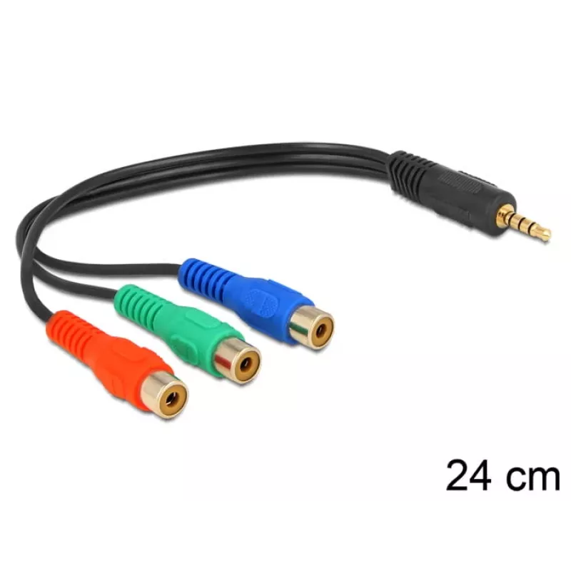 Audio cable DeLOCK 62499 0.24m 3.5mm to 3 x RCA Black