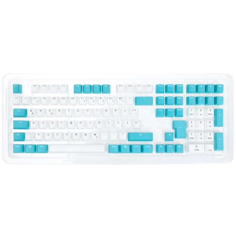 Ducky Keycap Set, PBT, ISO (DE) - white/blue