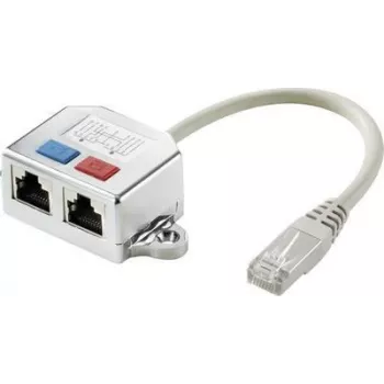 Renkforce RJ45 Network T-Adapter CAT 6 [2x RJ45-Socket - 1x RJ45-Plug] 15.00 cm Metal (RF-4538138)