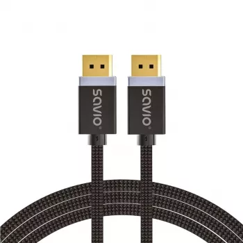 DisplayPort cable SAVIO CL-166 2 m Black — DisplayPort 1.4, male-to-male, gold-plated contacts