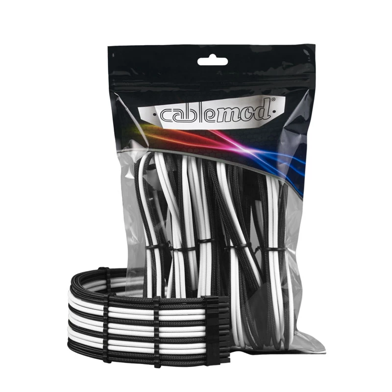 CableMod PRO ModMesh 12VHPWR cable extension kit by CableMod — black/white, PCIe 12VHPWR 16‑pin extension set