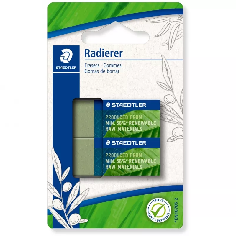 Eraser Staedtler 526 83 renew mat 56% — PVC-free cleaning eraser, rectangular BK2