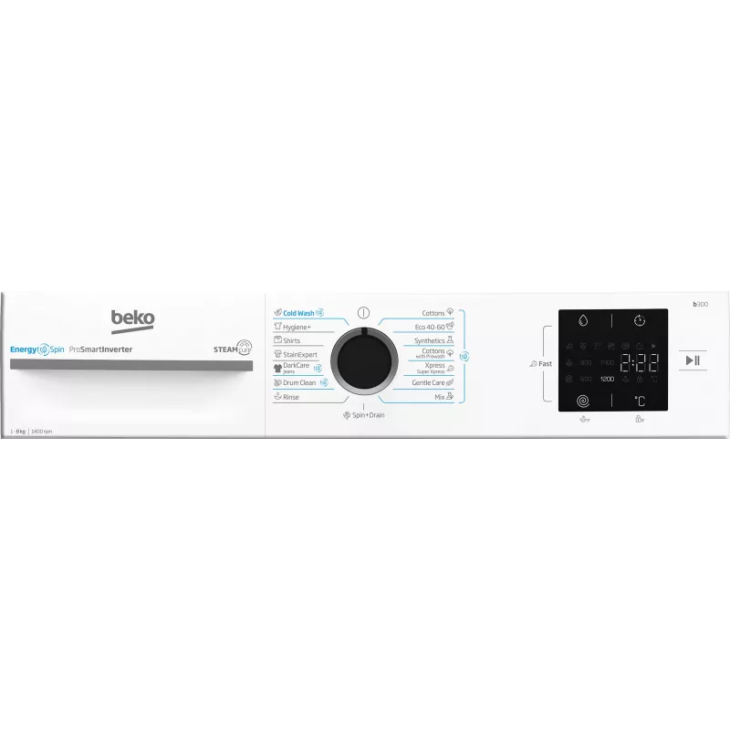 BEKO Washing machine BM3WFSU38413WB, 8 kg, Energy class A, 51.8 cm, 1400 rpm, Inverter motor