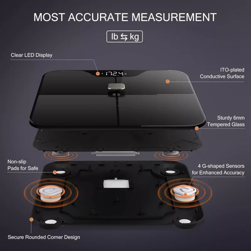Body composition scale iHEALTH Nexus Pro HS2SPRO — wireless, max weight 181 kg, BMI measurement, black