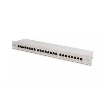 DIGITUS DN-91624S 24-Port Cat6 Shielded Patch Panel, 1U 19 inch Rack Mount, Black