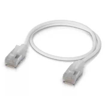 Networking patch cable UBIQUITI UACC-CABLE-PATCH-EL-C6A-1M-W — Cat6a, 1 m, RJ-45, translucent white