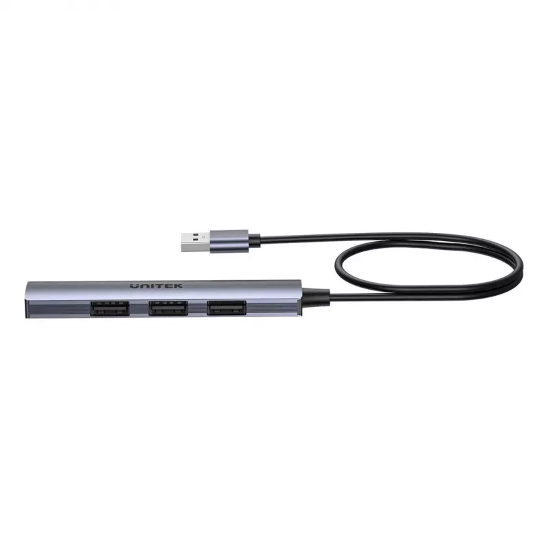 USB hub Unitek H1208CGY01 — 4-port USB 3.0 (5 Gbps), backwards compatible with USB 2.0, aluminium
