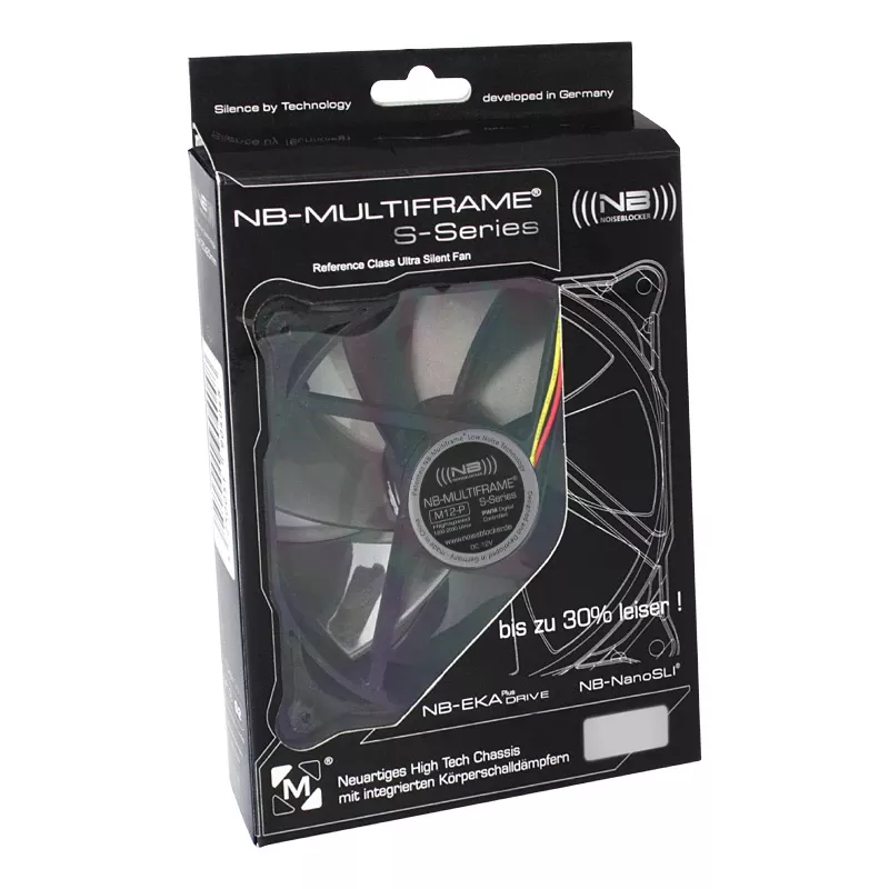 NoiseBlocker Multiframe M12-P 120 mm Computer Case Fan, 2000 RPM, 133 m³/h, 4.5 V, Black