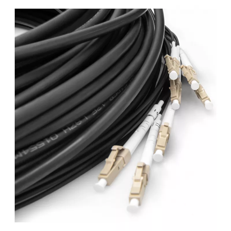 Fiber breakout cable DIGITUS DK-24338U030BK-BBB, pre-assembled OM4 multimode 8-core, LC/UPC–LC/UPC, 30 m, U-DQ(ZN) BH