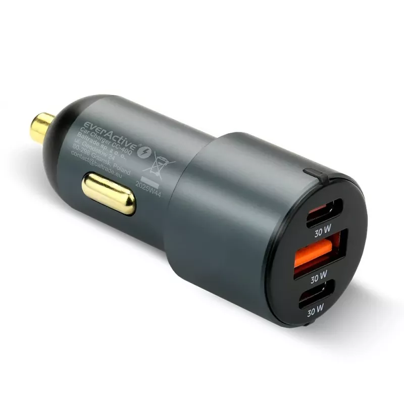 Car charger everActive CC-40Q QC3.0 60W, USB car power adapter for charging mobile devices