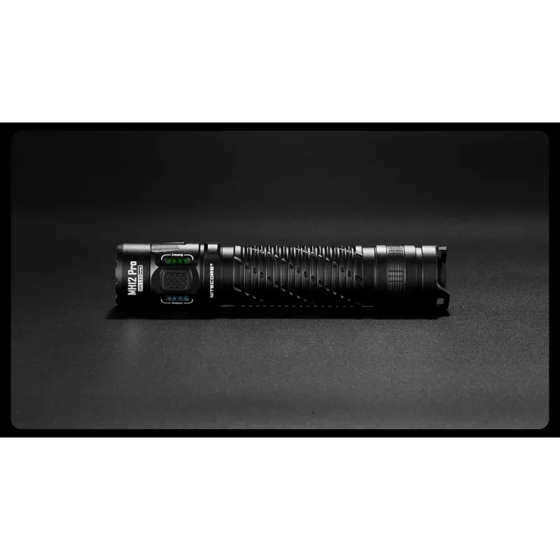 Hand flashlight Nitecore MH12 Pro Black LED 3300 lm USB-rechargeable 5300 mAh, aluminum, 138.5 mm, 81.5 g, waterproof 2 m