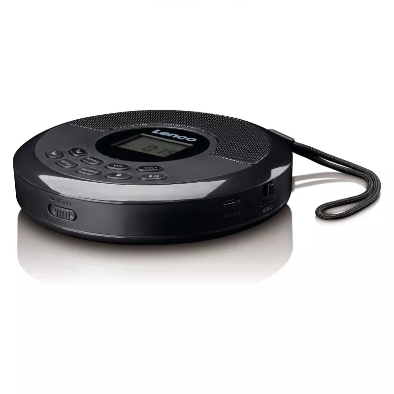 Portable CD player Lenco CD-340BK — black, portable design