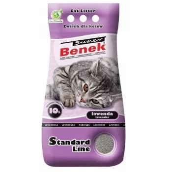 Clumping Cat Litter Super Benek Standard Lavender 10 L — bentonite, scented, grey granules