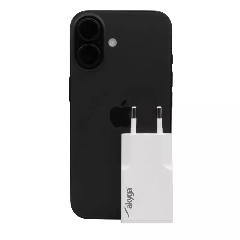 Wall charger Akyga AK-CH-27 30W USB-C USB-A PD GaN 5-20V / 1.5-3A white