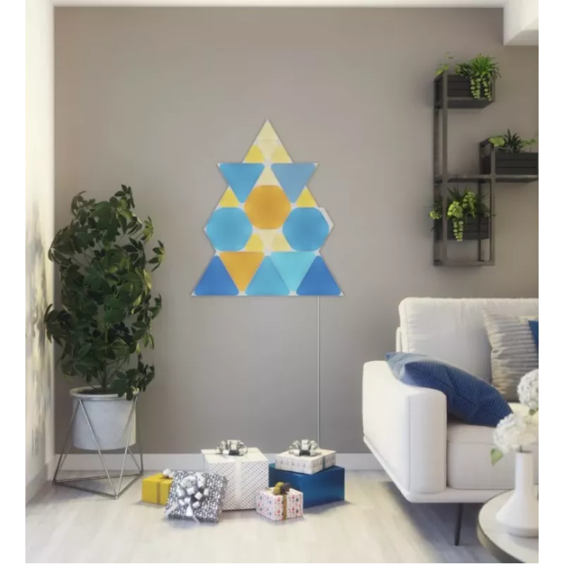 Triangle LED panel lights Nanoleaf NL47-0002TW-9PK — set of 9 RGB wall-mounted panels, AC powered, white