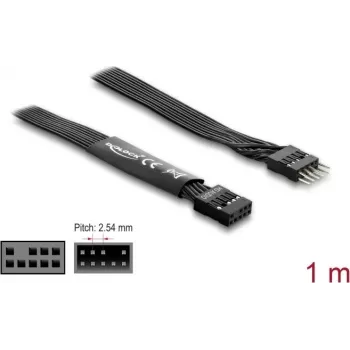 Parallel cable DELOCK 86059, 1 m, 9-pin (DB9) to 9-pin (DB9), black