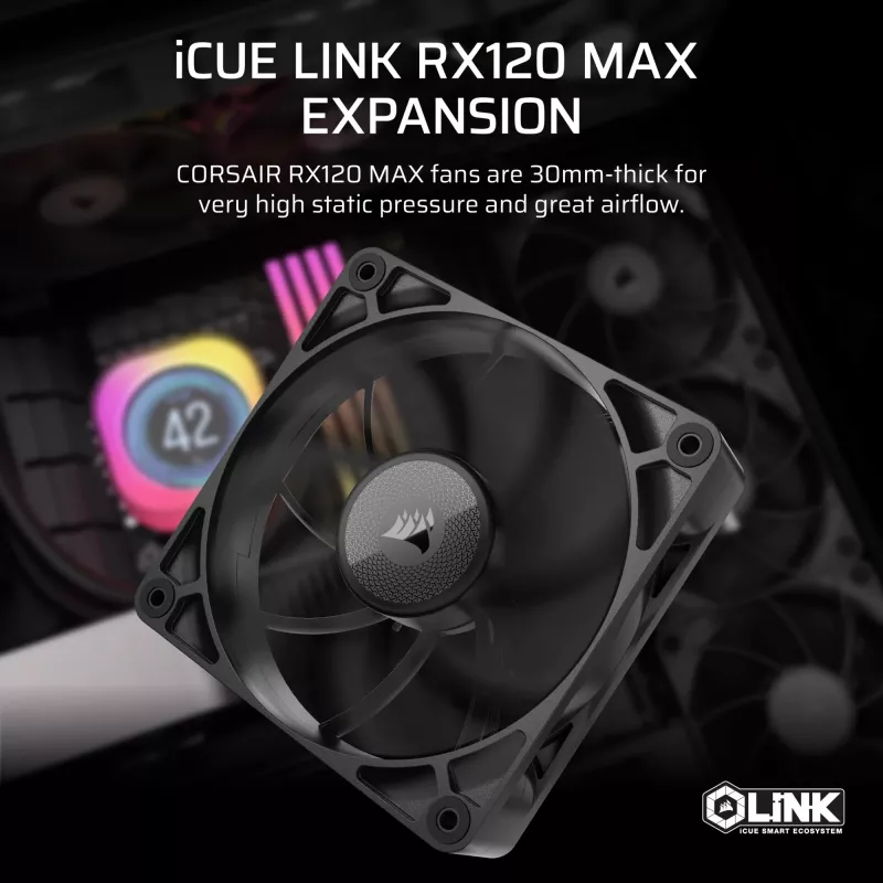 Corsair iCUE LINK RX120 MAX 120mm Case Fan - Black