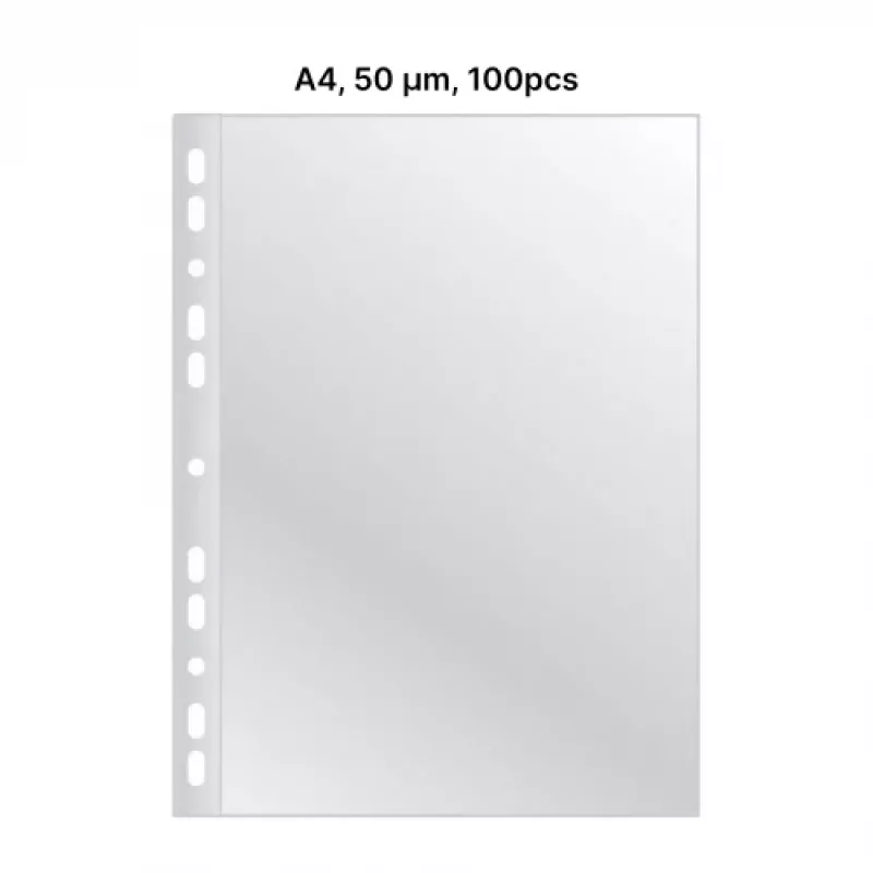 AD Class PUNCHED POCKET Cristal Clear A4 50 micr., pouch 100 pcs