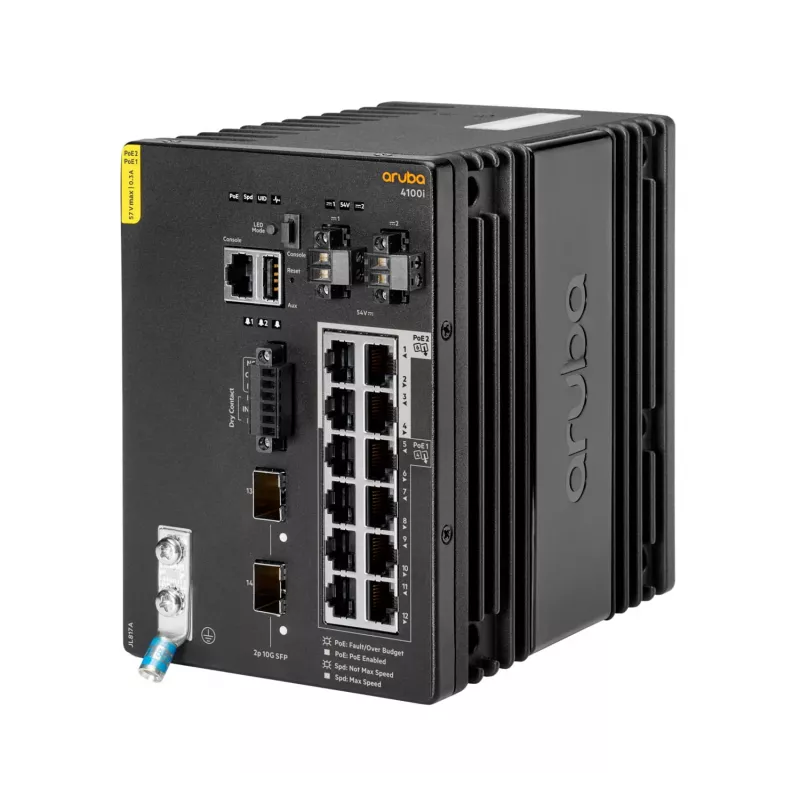 Hewlett Packard Enterprise HPE Aruba 4100i - Switch - 8 x 10/100/1000 (PoE Class 4) + 4 x 10/100/1000 (PoE Class 6) + 2 x SFP+ - DIN rail mountable - PoE Class 4 / PoE Class