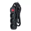 Power extension cord ESPERANZA ELK210K — 1.5 m cable, 3 Type E AC outlets, angled plug, indoor, black