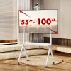 Floor TV stand MACLEAN MC-114 W for displays 55 inch–100 inch, white, VESA up to 900x600, max load 120 kg, height 115–152 cm, shelf