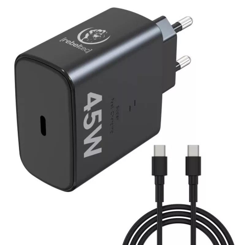 Rebeltec Fast Charger USB-C RBLAKT00026 45W for notebooks and phones