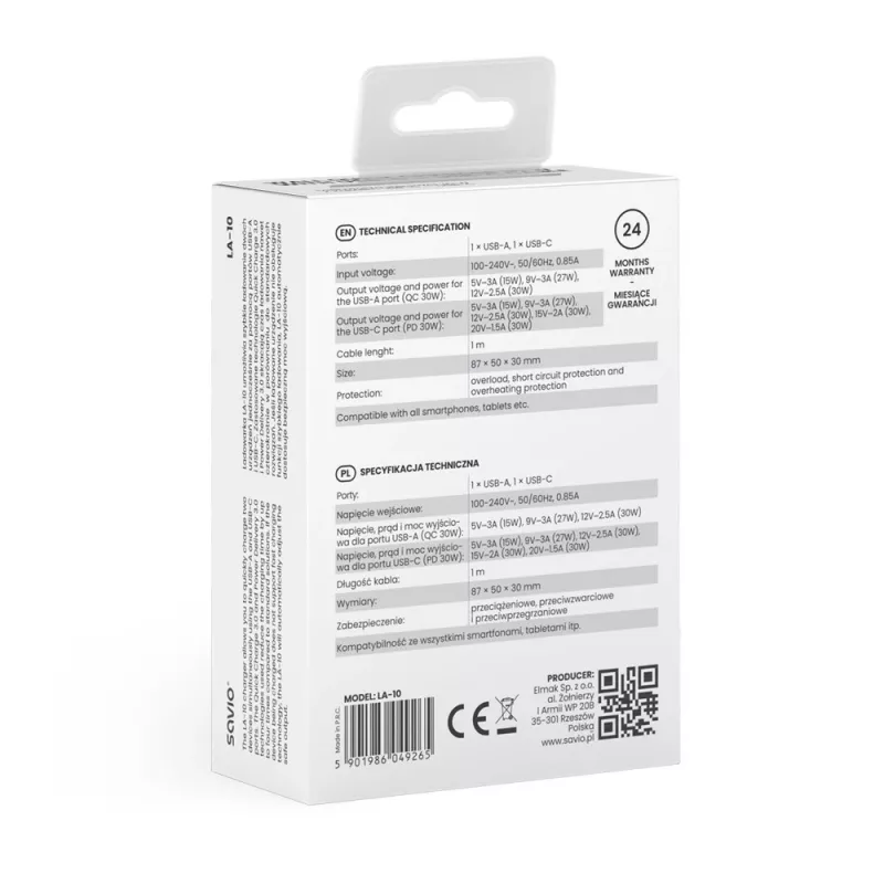Wall charger 30W LA-10 SAVIO