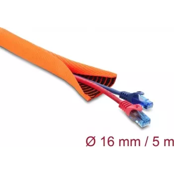 Cable protection sleeve self-closing double-layer DELOCK 5 m × 16 mm, orange