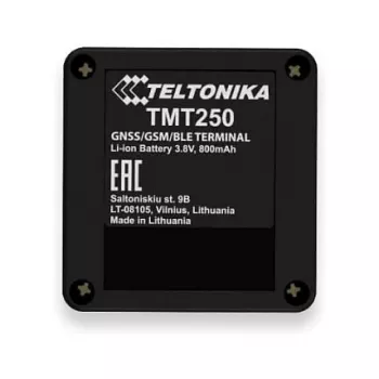 GPS personal tracker Teltonika TMT250 — black, 0.128 GB memory, Li‑Ion 3.8 V, up to 8 h battery