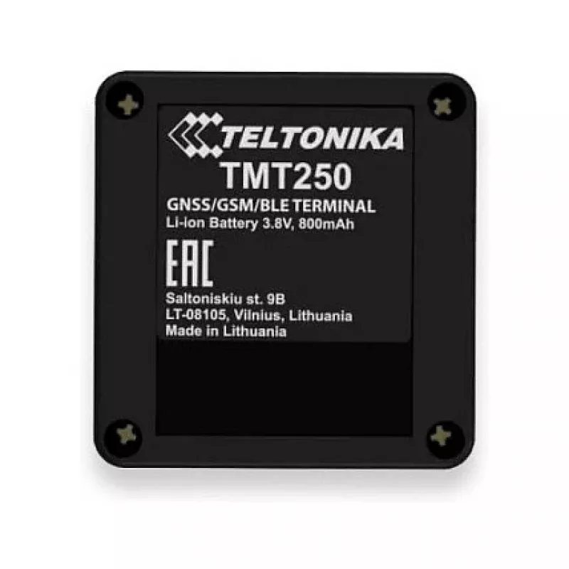 GPS personal tracker Teltonika TMT250 — black, 0.128 GB memory, Li‑Ion 3.8 V, up to 8 h battery