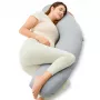 Momcozy PP001 J-shaped pregnancy pillow, light grey jersey