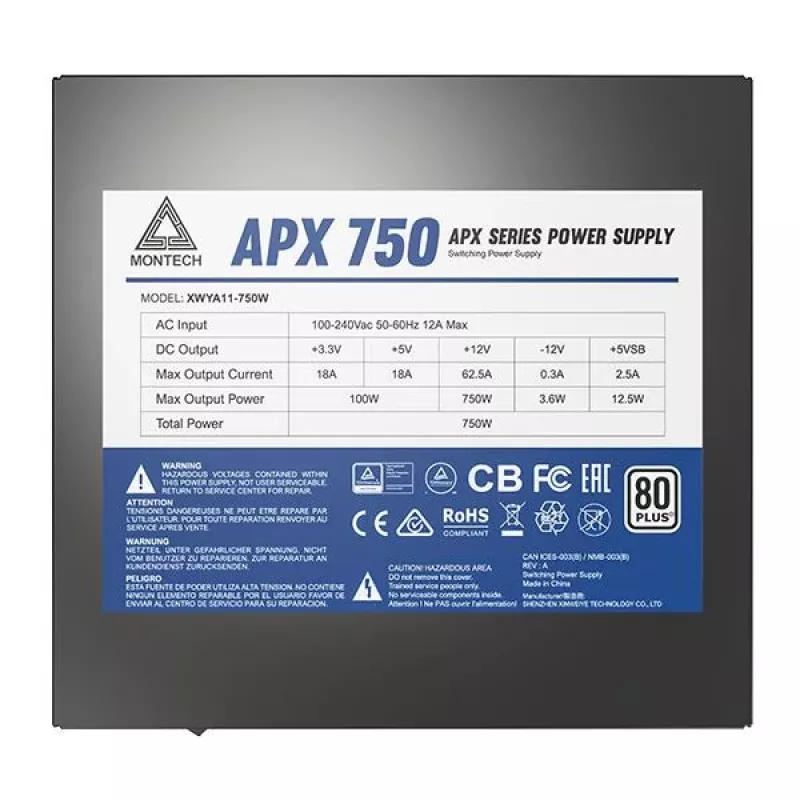 Montech APX750 power supply unit 750 W 20+4 pin ATX ATX Black