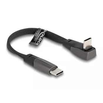 DeLOCK USB 2.0 Flat Ribbon Cable USB Type-C male to USB Type-C male angled PD 3.0 60 W 14 cm black