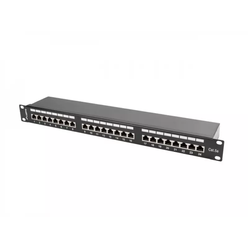 Lanberg PPS5-1024-B 24-Port Cat5e Shielded Patch Panel 1U 19 inch Rack Mount Black