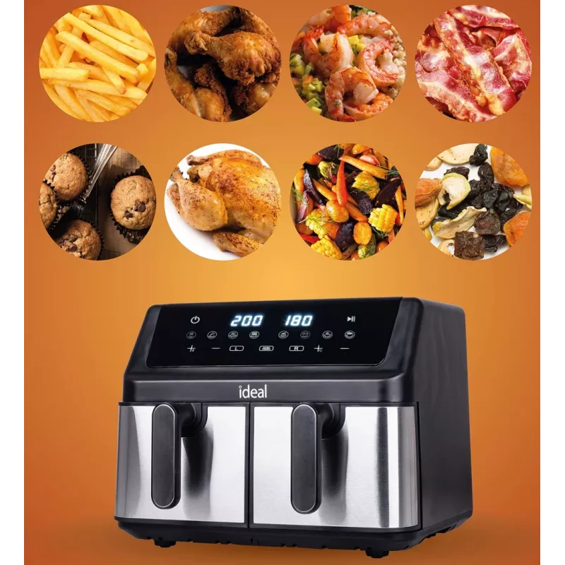 IDEAL Fat-free fryer, double horizontal 9L, 8 functions - including food drying