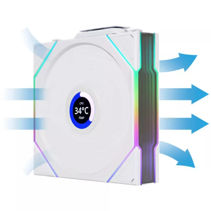 Lian Li UNI FAN TL Wireless LCD 120 White — 120mm PWM fan with wireless LCD controller