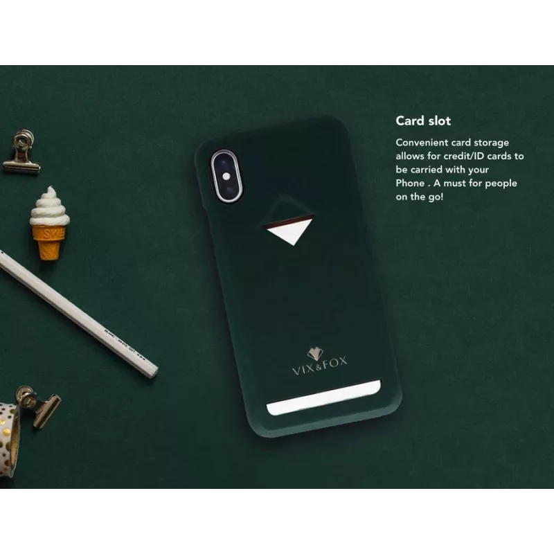 Card Slot Back Shell VixFox for iPhone XSMAX — forest green, rear protective case with card pocket