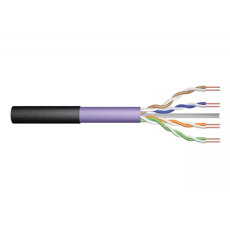DIGITUS Professional Installation Cable - Bulk Cable - 500 m - UTP - CAT 6 - Halogen-Free, outdoors, robust - Black
