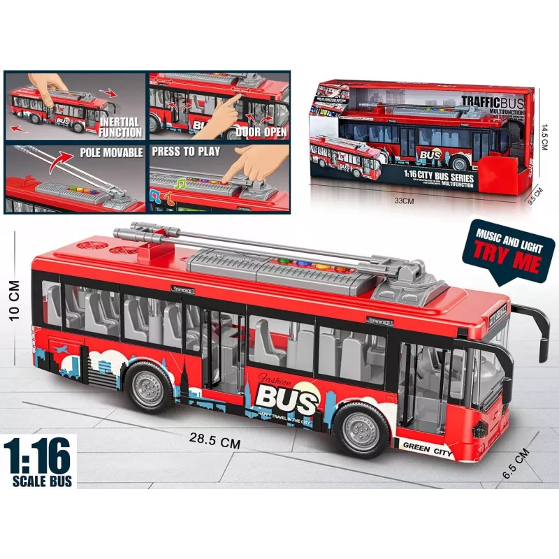 Toy bus with lights, sound and opening door Madej model 012865