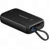 Powerbank 20.000 mAh, integrated USB-C cable 13cm, 30 Watt (black, 20 Ah, 1x USB-A, 2x USB-C, PD, QC)