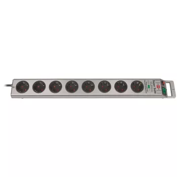 Super-Solid Power Strip 8-way (Silver, 2,5 Meter, 13.500A Surge Protection)