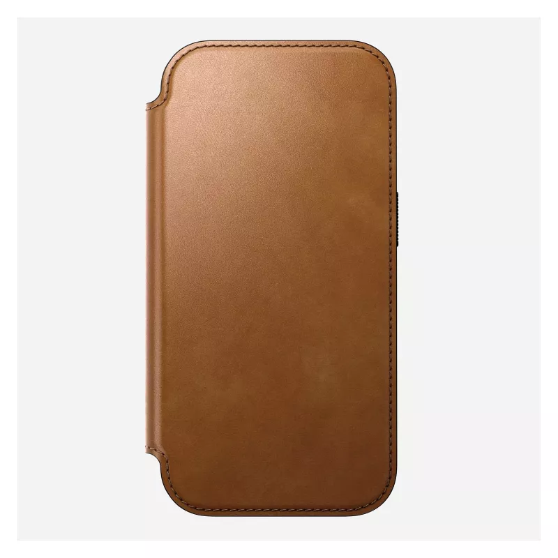 Folio phone case Nomad Modern Leather Folio for iPhone 17 Pro, leather + aluminium, 6.3 inch (16 cm), Tan, 3 card pockets