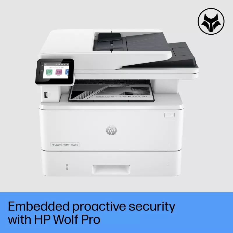HP LaserJet Pro MFP 4102dw Printer, Laser, Mono printing, 1200 x 1200 DPI, A4, Direct printing, White