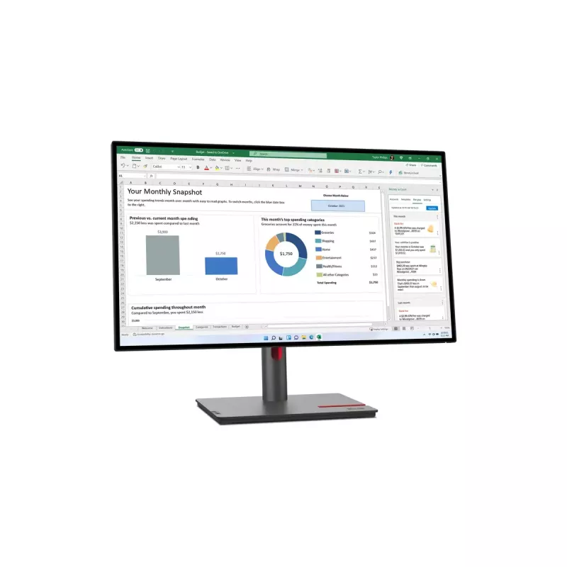 Lenovo ThinkVision P27h-30 computer monitor 68.6 cm (27 inch) 2560 x 1440 pixels Quad HD LCD Black