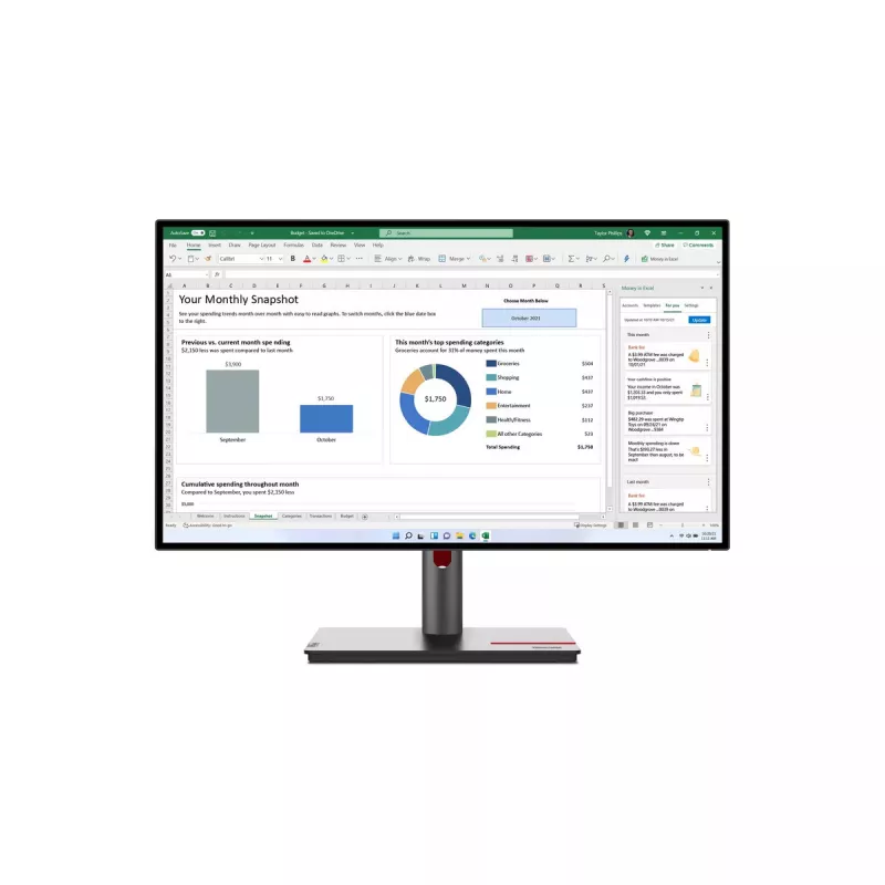 Lenovo ThinkVision P27h-30 computer monitor 68.6 cm (27 inch) 2560 x 1440 pixels Quad HD LCD Black