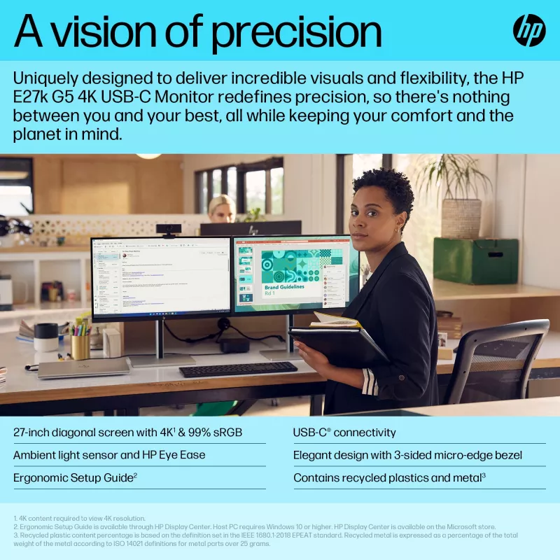 Monitor HP E-Series E27k G5 27 inch 4K Ultra HD LCD 3840 x 2160