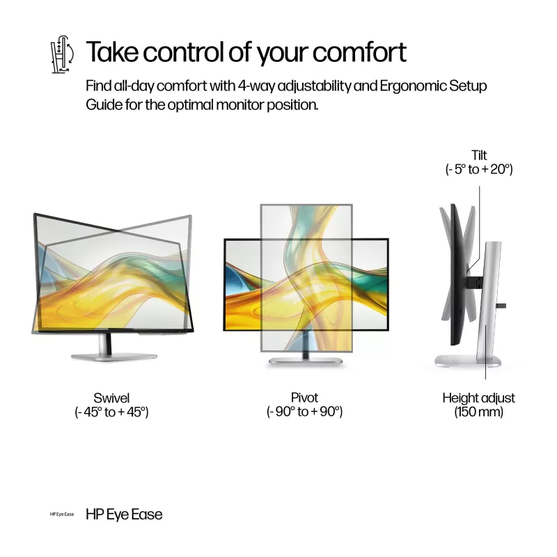 HP Series 5 Pro 27 inch QHD Monitor - 527pq, 68.6 cm (27 inch), 2560 x 1440 pixels, Quad HD, LCD, 5 ms, Black