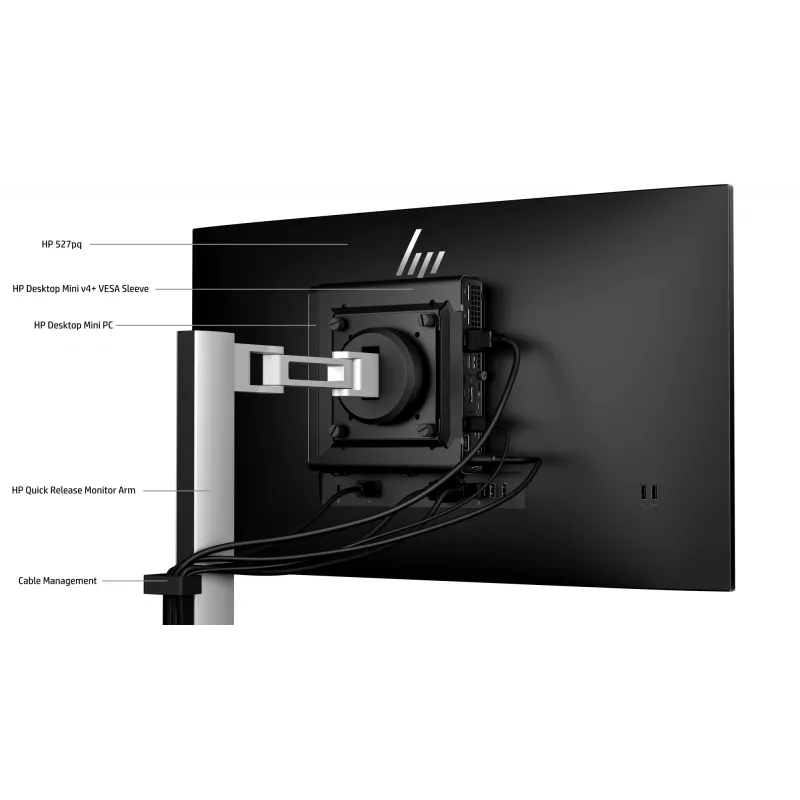 HP Series 5 Pro 27 inch QHD Monitor - 527pq, 68.6 cm (27 inch), 2560 x 1440 pixels, Quad HD, LCD, 5 ms, Black