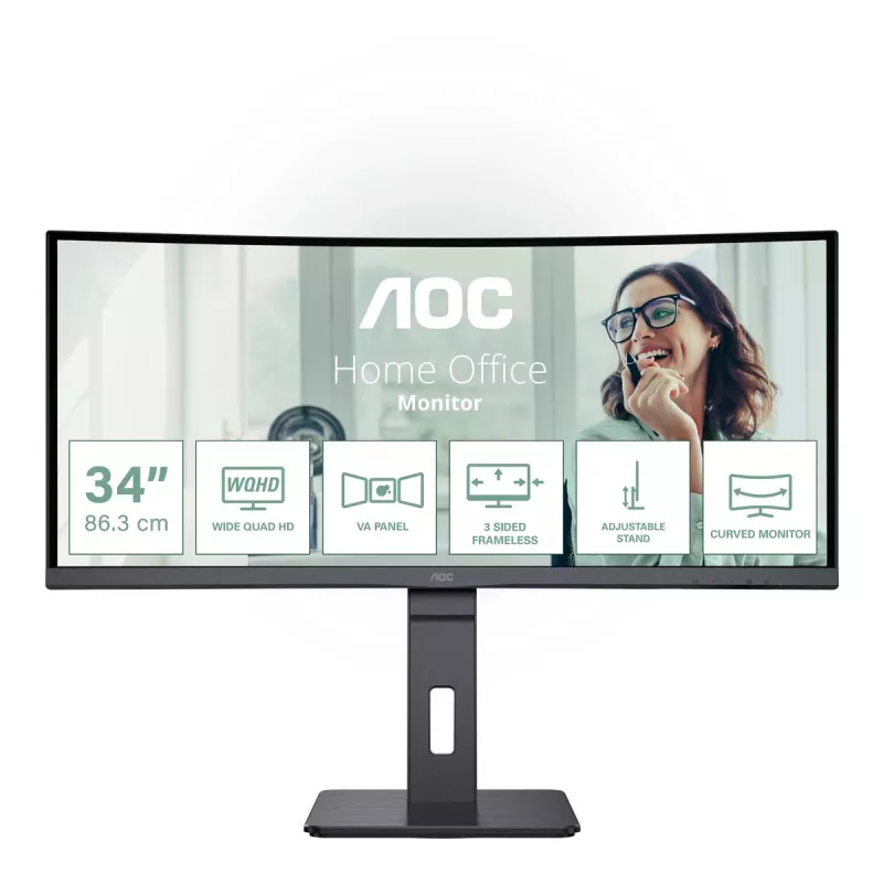 AOC CU34P3CV computer monitor 86.4 cm (34 inch) 3440 x 1440 pixels UltraWide Quad HD LED Black