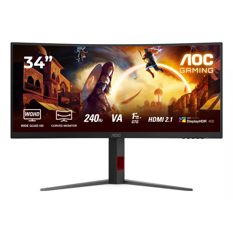AOC G4 CU34G4Z computer monitor 86.4 cm (34 inch) 3440 x 1440 pixels Wide Quad HD LED Black, Red